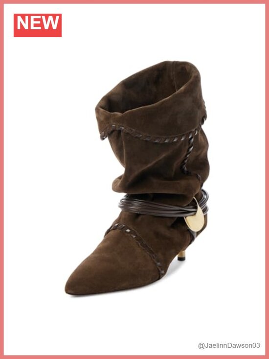 Shoes - Women's Kitten Heel Mid Calf Boots Metallic Low Heel Slouch Boots